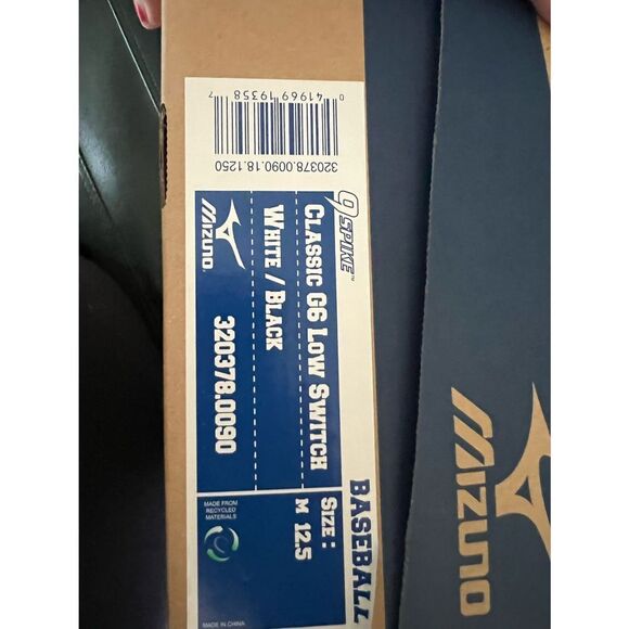 Mizuno Men's 9-Spike Classic G6 Low Switch white size 12.5 - Picture 4 of 5
